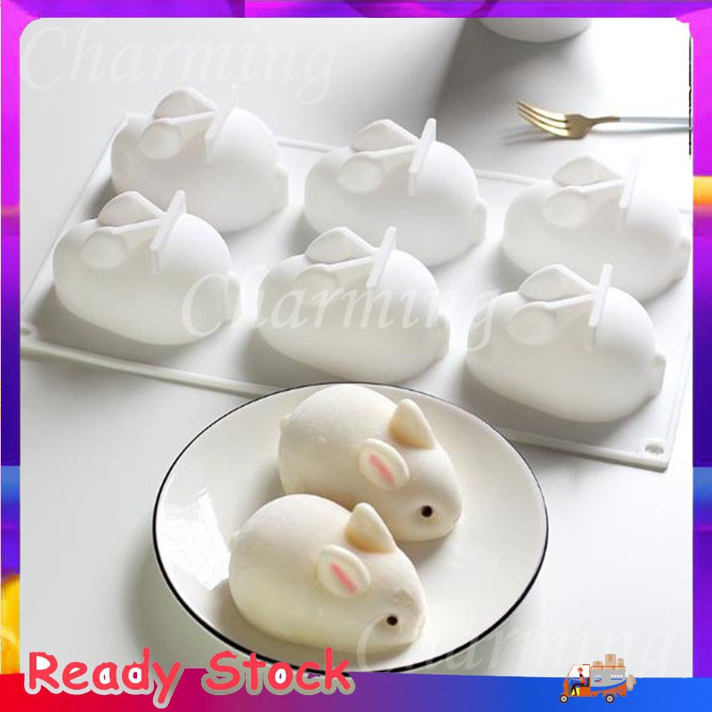 ❉ Moonckae mould/Silicone 3D Bunny Rabbit Cake Molds Cake Pan Bread Mousse Dessert Pudding Jelly Ice Cream Mould Cake Decorating 兔子模具