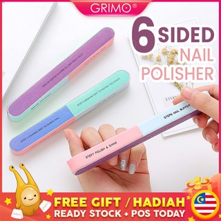 READY STOCK💝GRIMO Colorful Six-sided Nail Polishing Nail File Tool Sanding Finger Care Polish Beauty hl11741