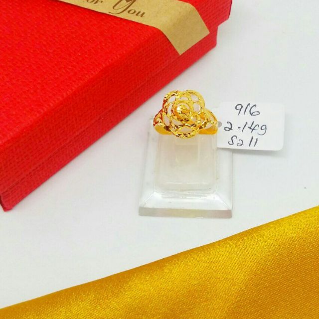 Cincin Bunga Rose Emas 916 Shopee Malaysia