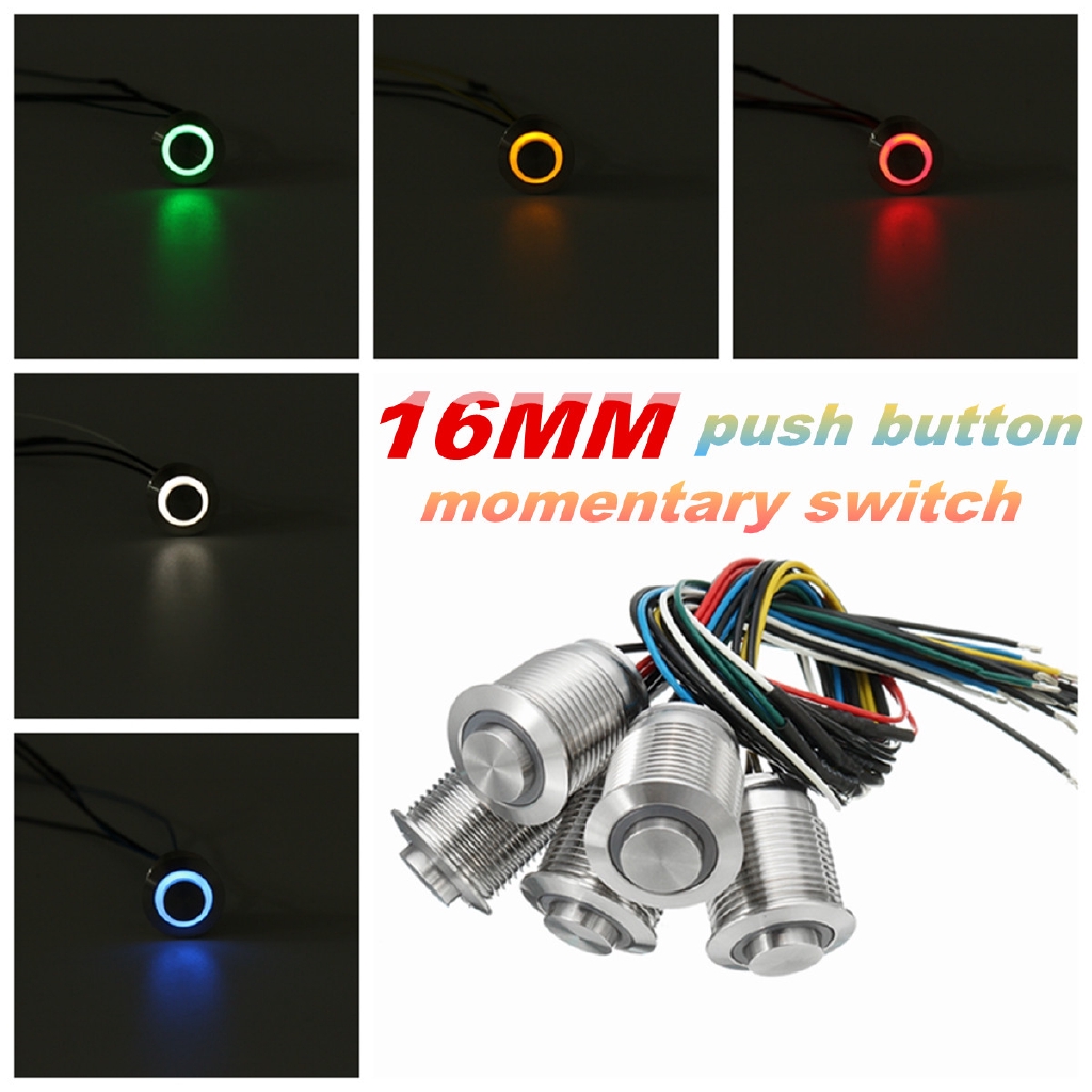 Metal Momentary 12V 16mm LED Push Button Power Horn Engine Start Kill Switch Car Shopee Malaysia