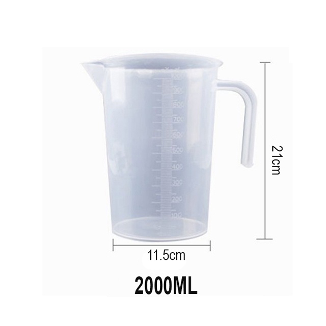 2000ml / 1000ml / 500ml / 250ml / 100ml Plastic Measuring Cup Volume Capacity Cup for Baking Beaker Liquid Jug Cawan Suk