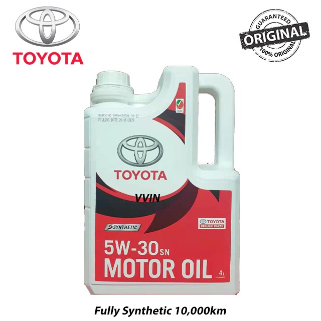 TOYOTA FULLY SYNTHETIC MOTOR OIL 5W30 API SN 4LITER 08880-83714 ...