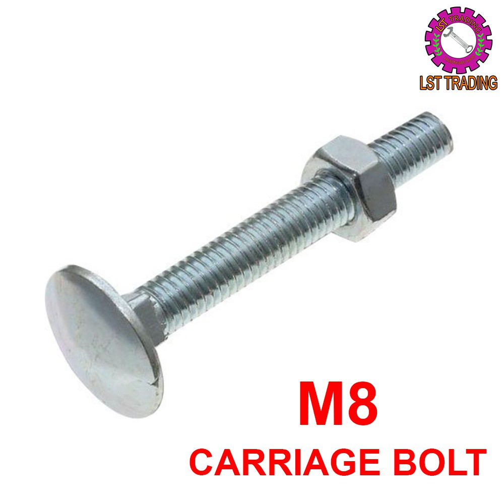 [READY STOCKS] GI CARRIAGE BOLT M8 AND NUT SET (SELL IN SET) Shopee