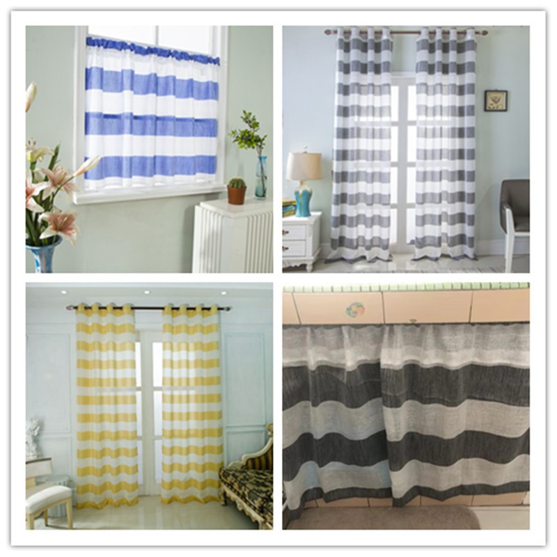 Gyrohome 1pc Kitchen Short Long Stripe Curtain Drape Window