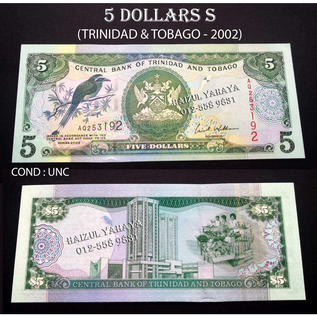 10 Dollars Trinidad Tobago 2002 Duit Lama Duit Luar Negara Overseas Banknotes Shopee Malaysia