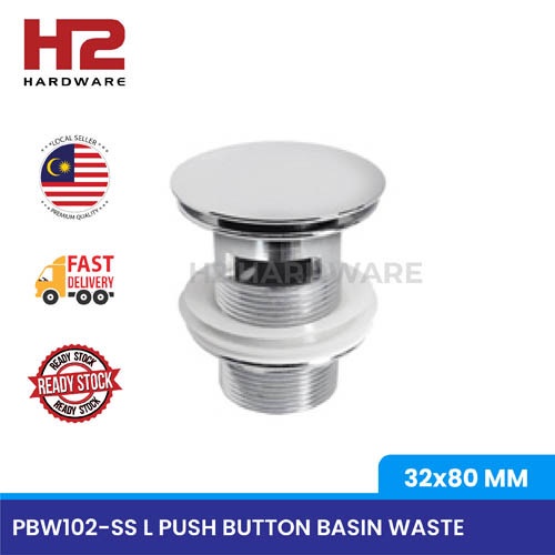 PBW102-SS 32MMX80MM-L PUSH BUTTON BASIN WASTE