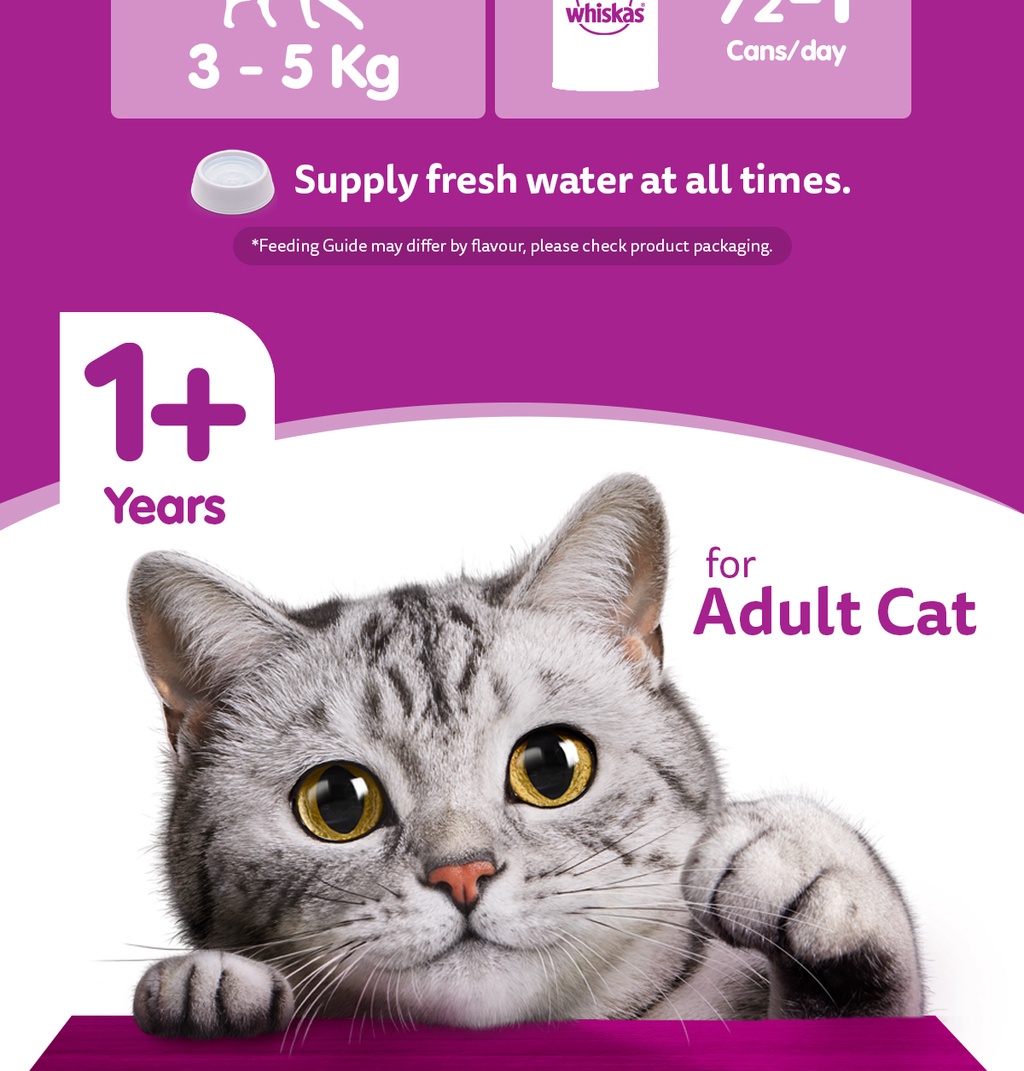 Whiskas Cat Food Can Cat Wet Food in Ocean Fish Flavor for Adult Cats