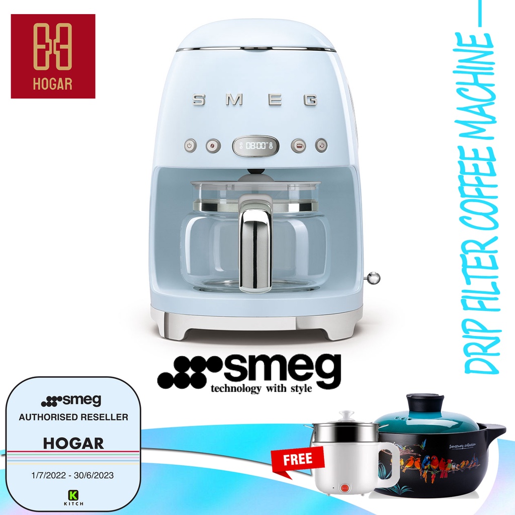 Smeg Drip Filter Coffee Machine DCF02 | Pastel Blue | Filter Coffee | Dripper Coffee Maker | Portable Coffee Machine  |