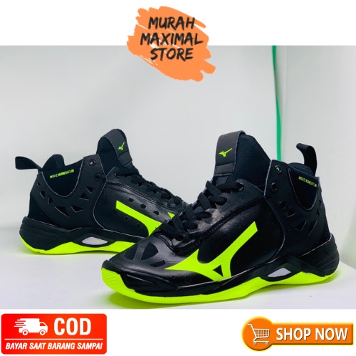 Volley Mizuno Wave Momentum Mid Black White V1GA Shoes191704 Original