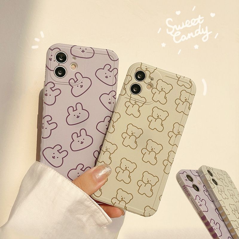 Iphone 11 Iphone 12 Phone Case Purple Rabbit Green Bear Iphone Case Case Cute Phone Case可爱电话壳 Shopee Malaysia