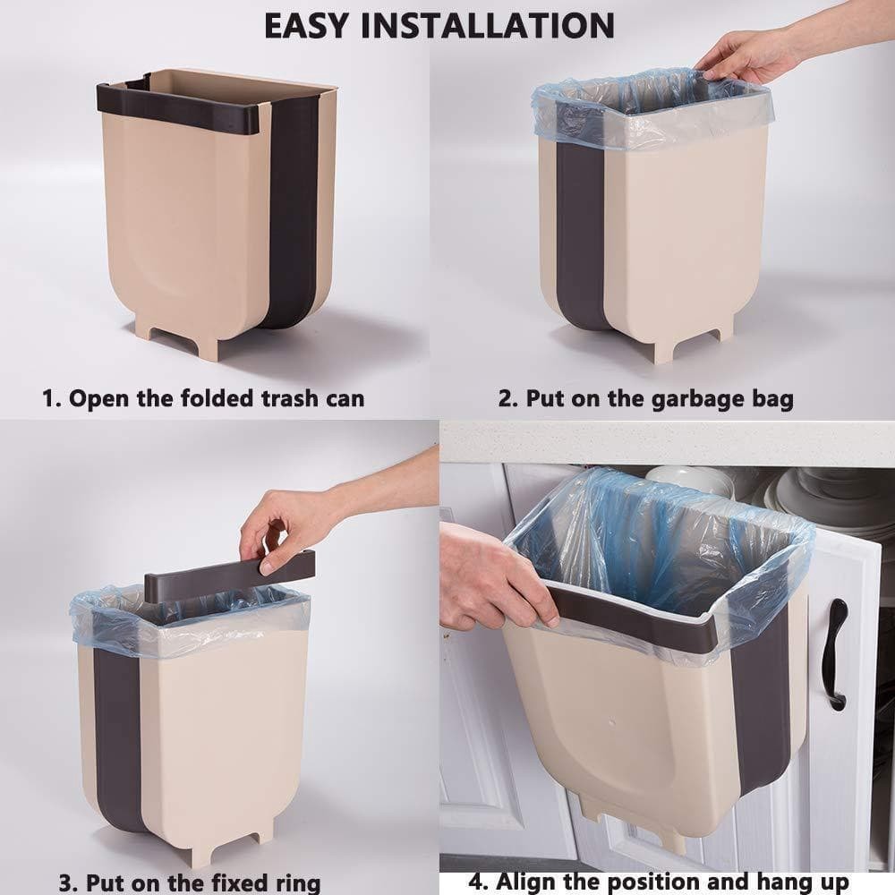 Wall-mounted Foldable Trash Can Portable Large Size Kitchen Cupboard ...