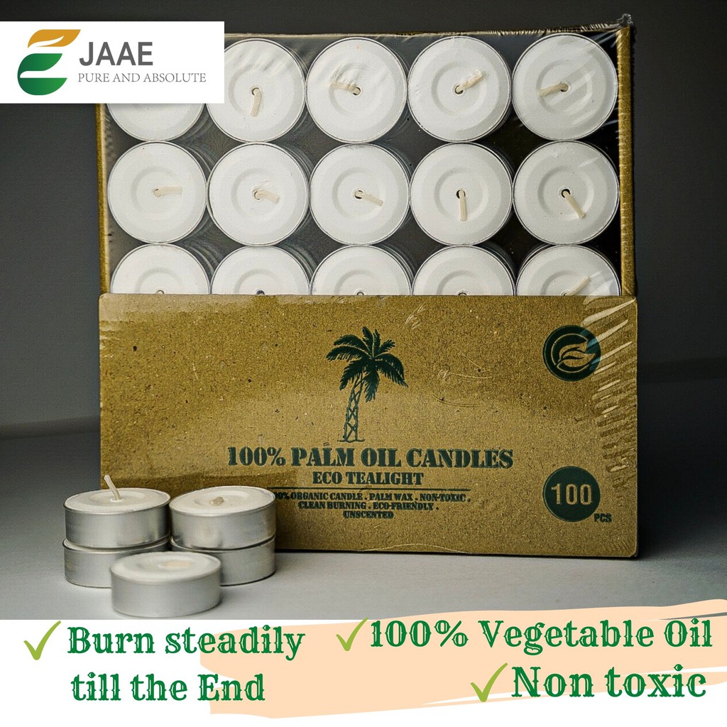 Unscented ORGANIC Tealight Candle ▌1 Carton ▌10 Packs of 100pcs ▌Eco-Friendly ▌(+-) 4 hours ▌In Bulk ▌Lilin