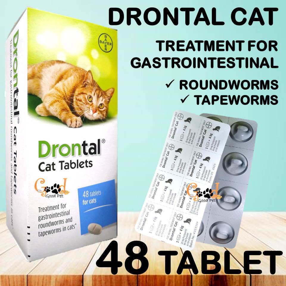 Drontal Cat Deworm 48 Tablets Box Prevention Tapeworm Roundworm Ubat Cacing Untuk Kucing Shopee Malaysia