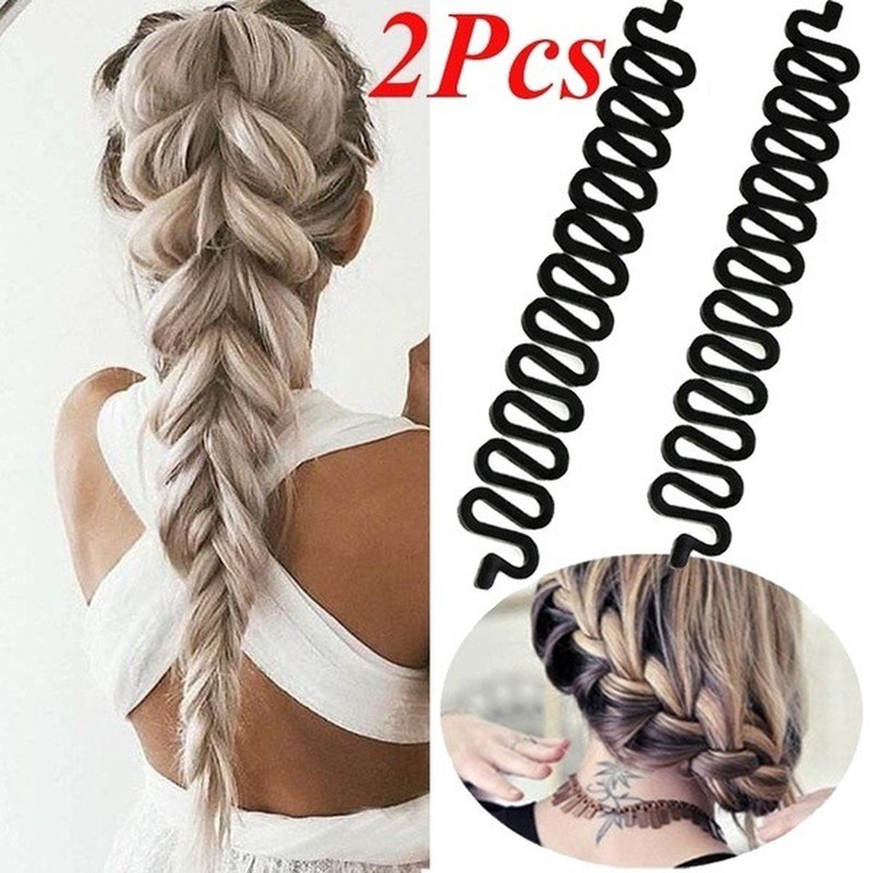 2pcs Women Girls Magic Hair French Braid Twist Styling Tool For Fashion Wedding