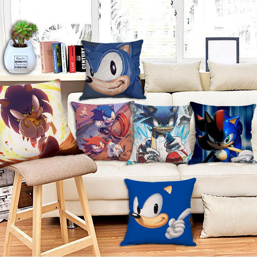 Sonic The Hedgehog Series Linen Pillow Sofa Car Bed Sofa Pillow Cushion Case抱枕套