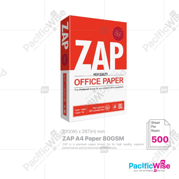 Zap/zap a4 paper/ a4 kertas 80gsm/copier paper -1ream | BeeCost