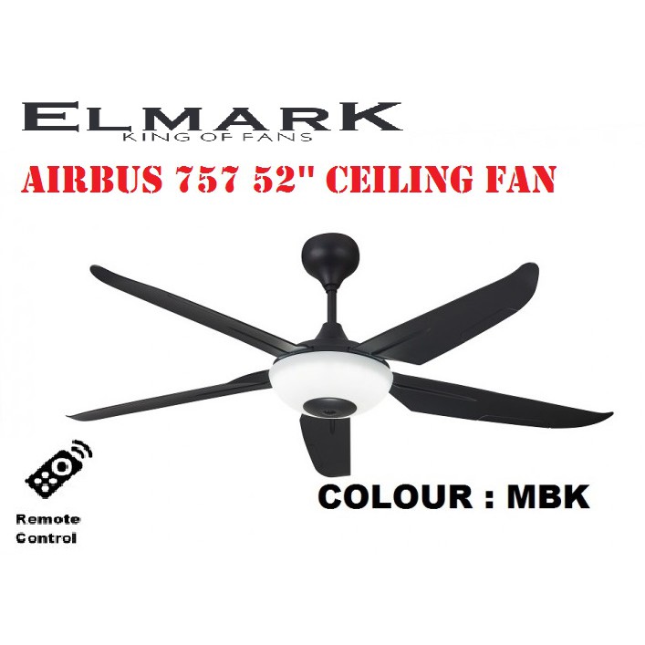 Elmark Airbus 757 52 Remote Control 5 Blade Ceiling Fan Kipas Siling With Led Light
