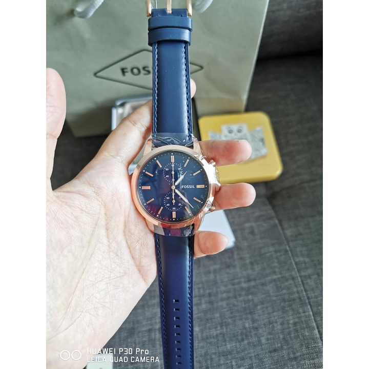 Men's Townsman Chronograph Navy Leather Watch FS5436 Jam Tangan Lelaki |  Shopee Malaysia