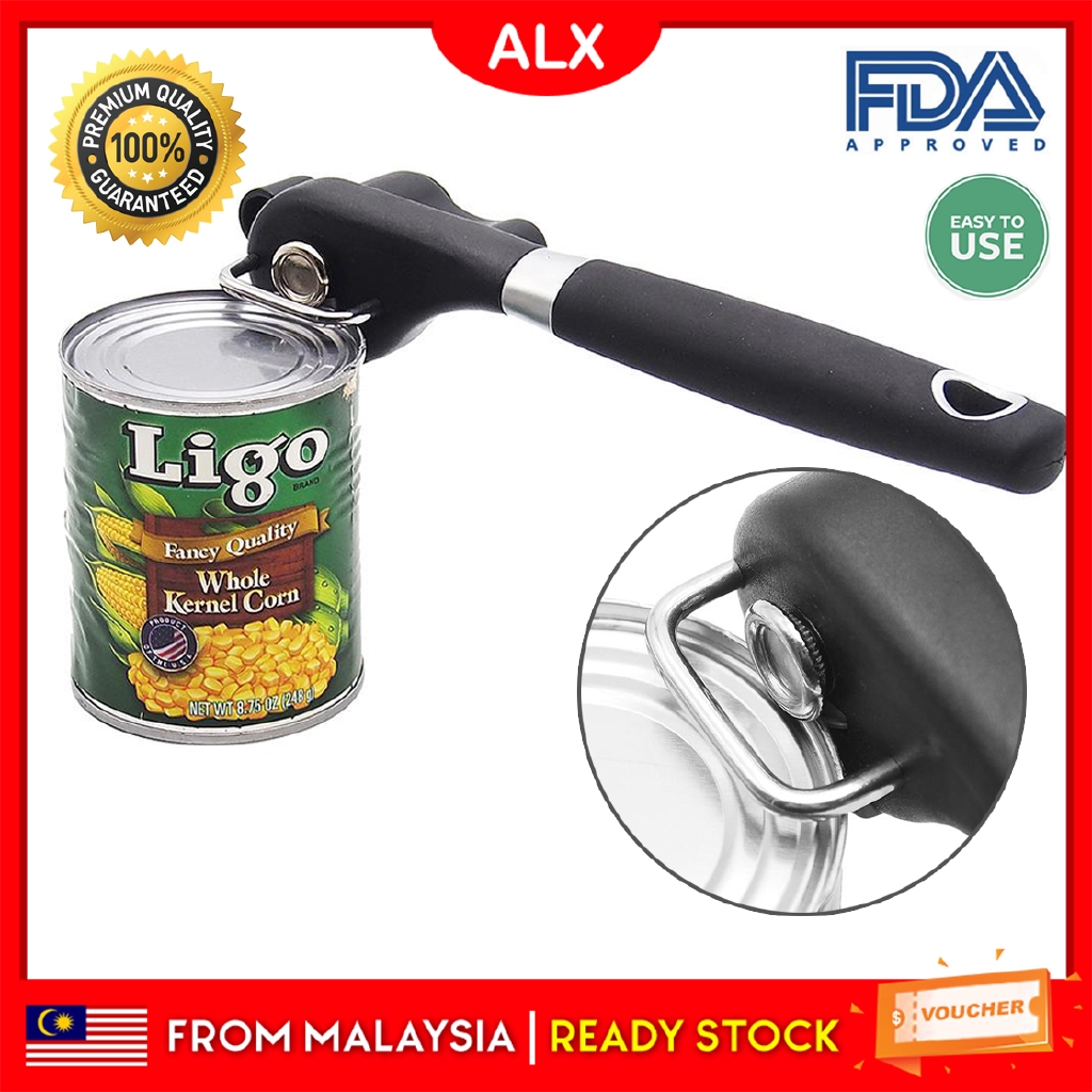 ALX Stainless Steel Manual Can Jar Opener Ergonomic Anti Slip Handle Design