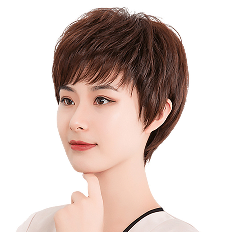 2021 New Fashion Brazilian Straight Human Hair Short Wigs For Women Machine Made Silk Base Top Non-lace Wig Natural And Soft Hair