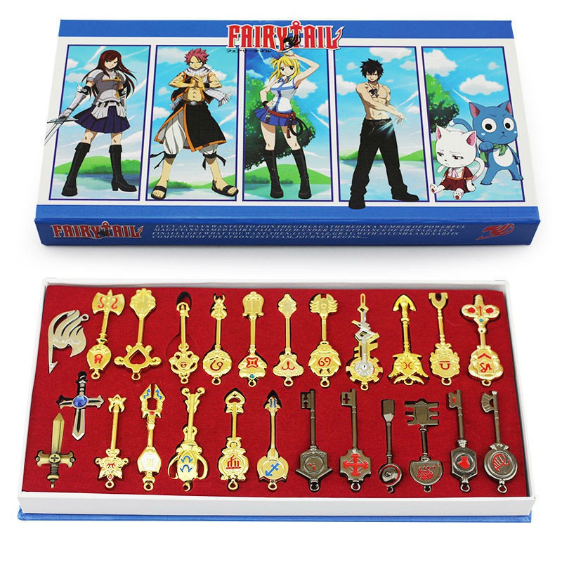 Collectibles Fairy Tail Lucy Heart Celestial Spirit Key Chain Keyring Pendant Necklace 9pcs Animation Art Characters