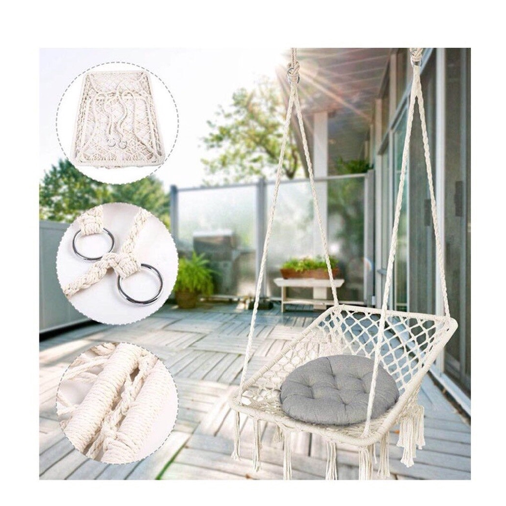 hanging hammock chair macrame swing handmade cotton rope swing chair square  garden chairs patio furniture