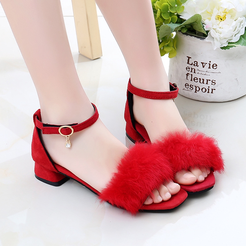 Girls Shoes Sandals New Summer Kids Soft Bottom Girls Little High Heels Princess Fashion Shoes Flock Hook Loop For Girls Shoe Shopee Malaysia