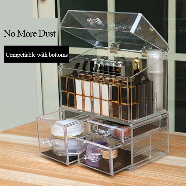 Beautyland 3 Drawers Lid Acrylic Cosmetic Makeup Organizer