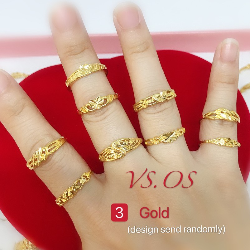 [VJ]100+Designs Ring *Persist916 Ring 999.9 Gold Plated Size9 - 18 Ring {Cincin Corak Murah}