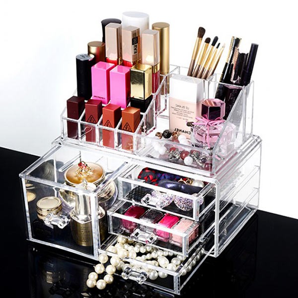 Ready Stock Malaysia Clear Acrylic 1 Large 3 Small Drawer