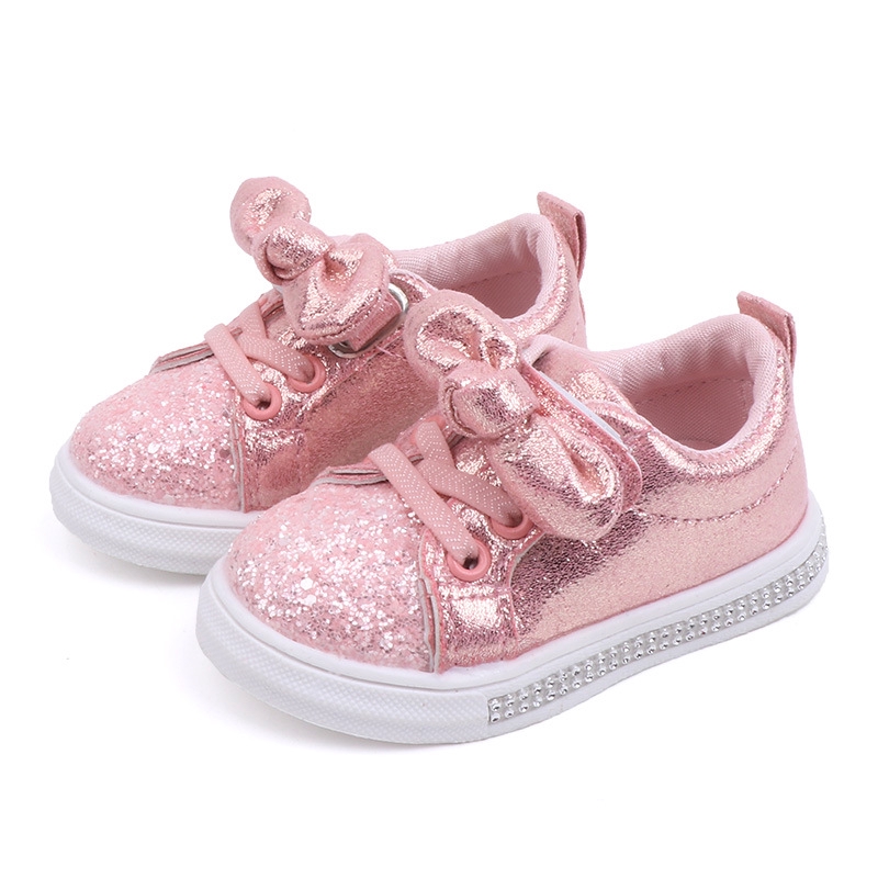 Girls Sport Shoes 2019 Fashion Sequin Childrens Casual Shoes Childrens Bow Shoes Kids Running Shoes