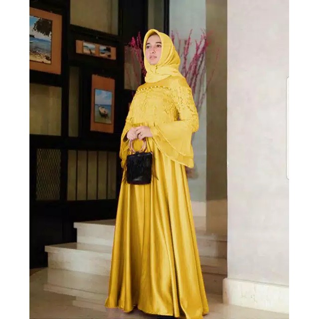 yellow muslimah dress