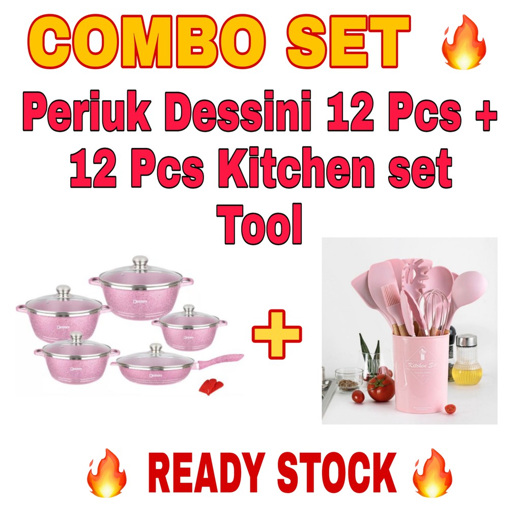  Ready  Stock  Combo Set Periuk Dessini 12 Pcs 12 Pcs 