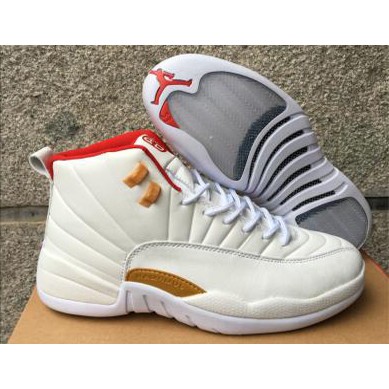jordan 12 red white gold
