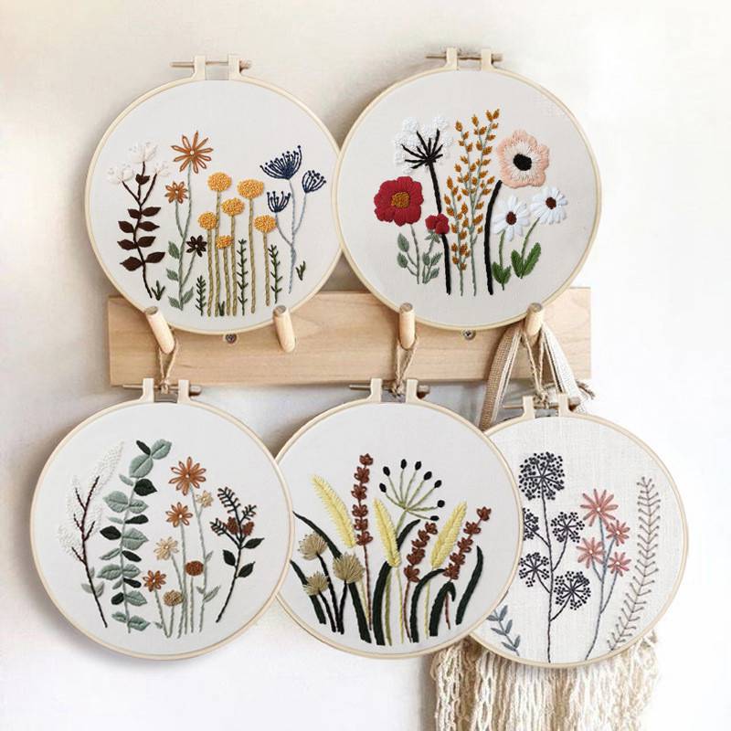 Needle Punch Hoop Kit Sulaman Cross Stitch DIY Embroidery For Handmade Beginner 
