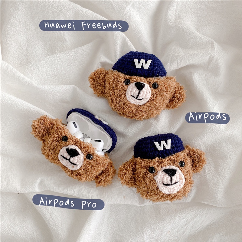 Plush Navy Bear 2021 Apple AirPods 3 Case Huawei FreeBuds 3 Pro AirPods 2 Case Cover AirPods Pro Case IPhone TWS Bluetooth Earbuds Accessories AirPods Case Air Pod Case Air Pods Case Air Pod Pro Case Air Pods Pro Case