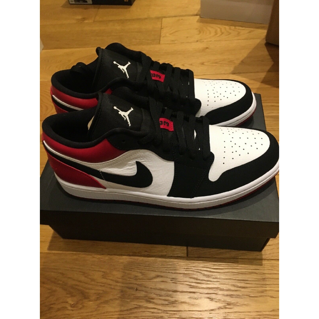 Nike Air Jordan 1 Low Black Toe Red Uk 8 Us 9 Shopee Malaysia