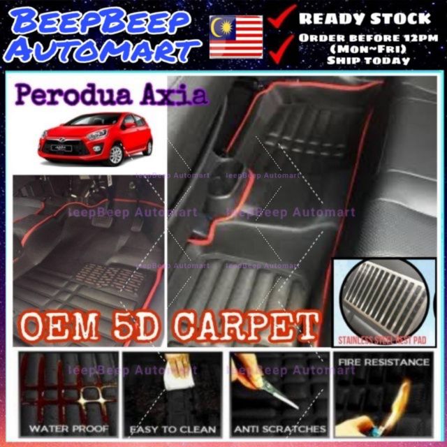 5d Floor Mat Perodua Axia Customized Fit Car Carpet Shopee Malaysia