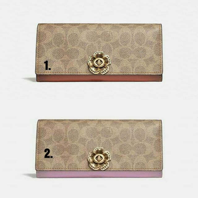 Coach Envelope Wallet In Colorblock Signature Canvas With Tea Rose Turnlock  | Shopee Malaysia