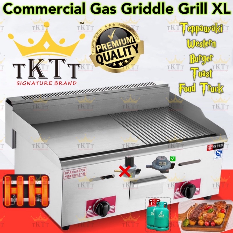 TKTT XL Commercial Gas Griddle Grill Stove BBQ Fry RotiCanai Western Burger Teppanyaki Dapur Ikan Bakar Goreng Serbaguna