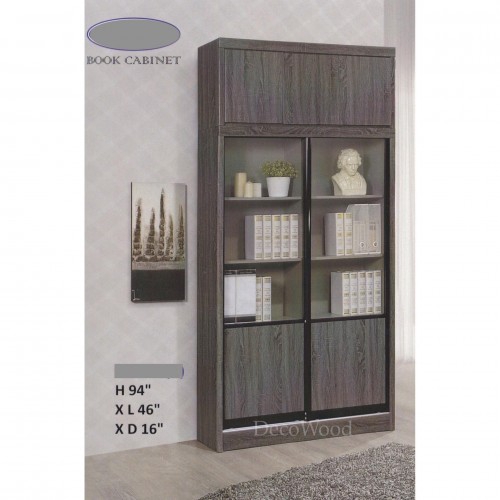 Ready Fixed 4 Feet Sliding Glass Door Book Case Book Shelf Book Cabinet