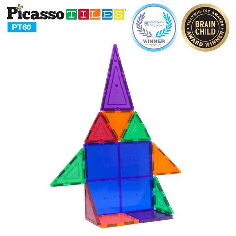 picassotiles 60 piece 3d magnetic building blocks set