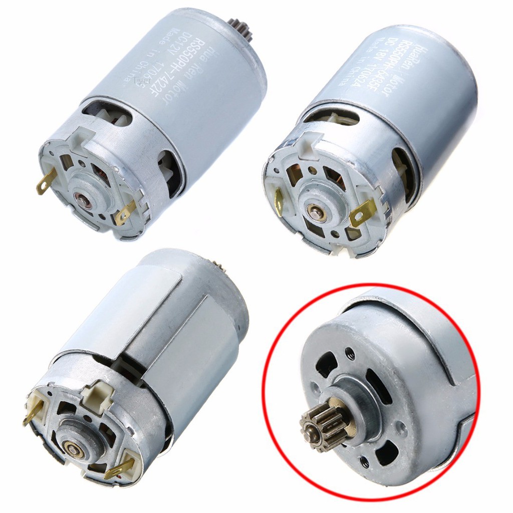 RS550 Motor 12 Teeth Gear 7.2V 12V 14.4V 18V For Cordless Drill Shaft Dia.3mm 