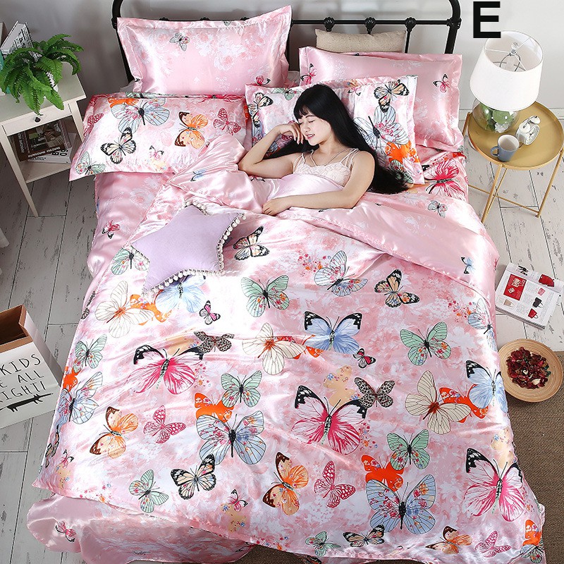 Luxury Silk Bedding Set For Bedroom Duvet Cover Comfortable Bed