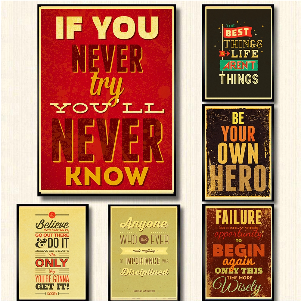 Inspirational Quotes kraft paper print Retro poster Home decoration vintage Poster wall art Painting vintage poster