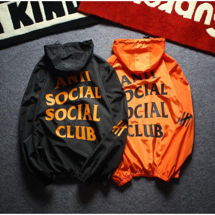 anti social social club black and orange hoodie