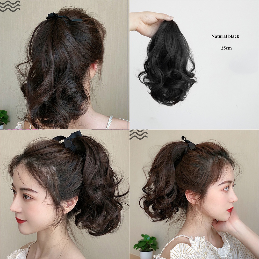 Bouncy Curly Ponytail Hair Extensions Short Curly Wavy Pony Tail Female ...