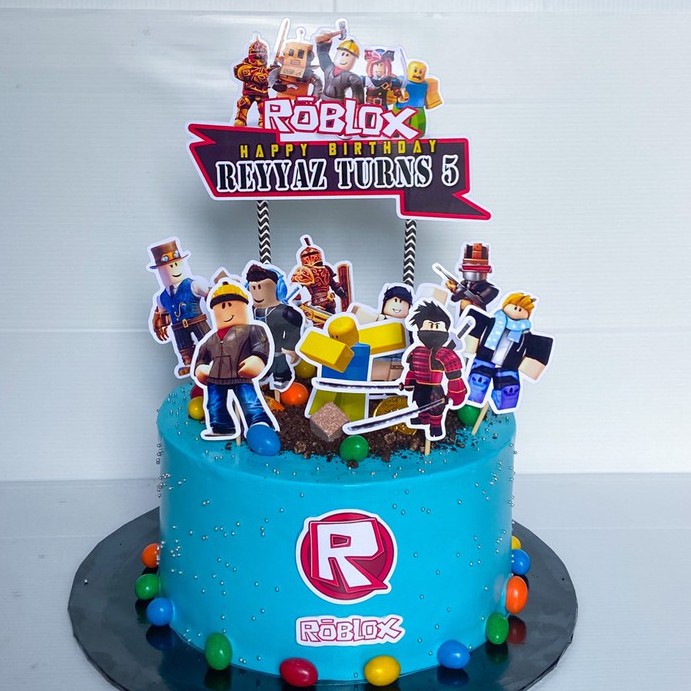 [CUSTOM NAME] Happy Birthday Cake Topper Roblox Home Games Decoration ...