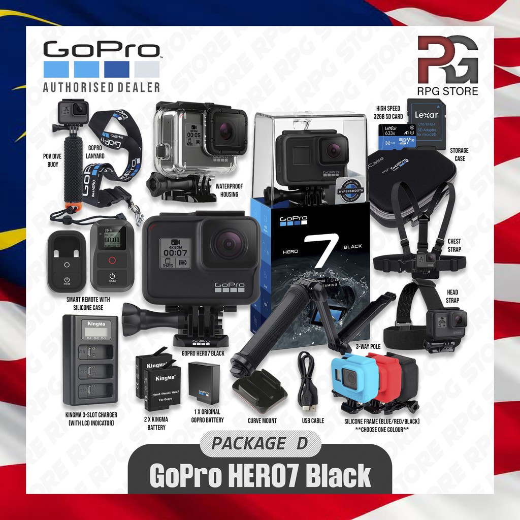 Ready Stock Gopro Hero 7 Hero7 Black Package Hypersmooth 4k Action Camera Shopee Malaysia