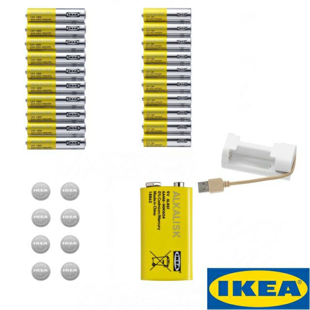 IKEA ALKALISK BATTERY AA\u0026AAA 1.5V /6LR61 9V /CR2032 3C/ BATTERY CHARGER USB  | Shopee Malaysia